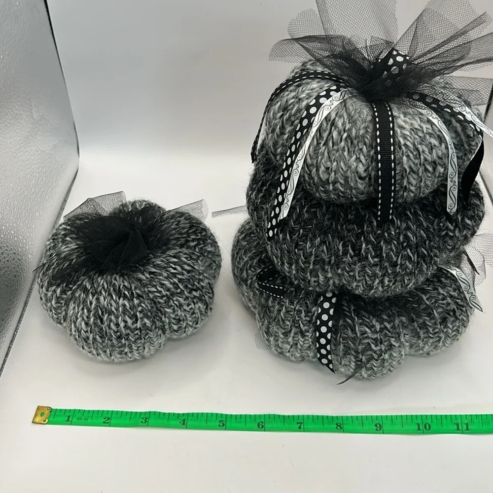Charming Black and Gray pumpkin stack set